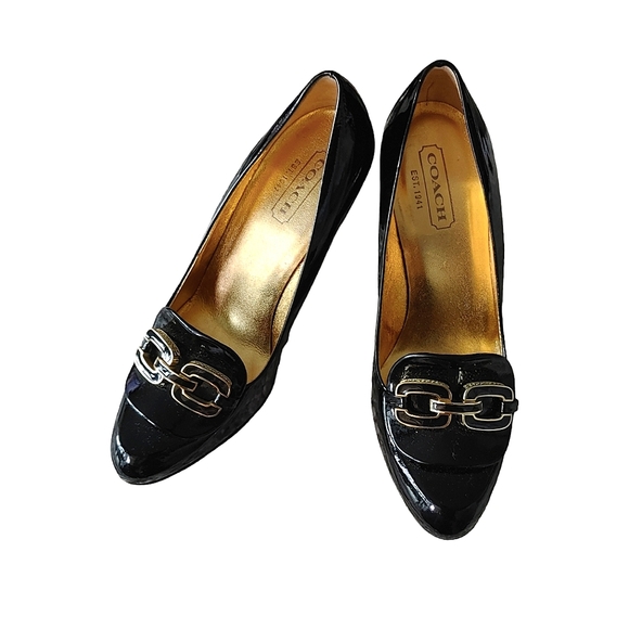 Coach Signature Patent Leather Black Pumps Heels - Picture 15 of 15